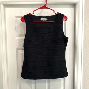 Calvin Klein Black Sleeveless Wave-Texture Tank